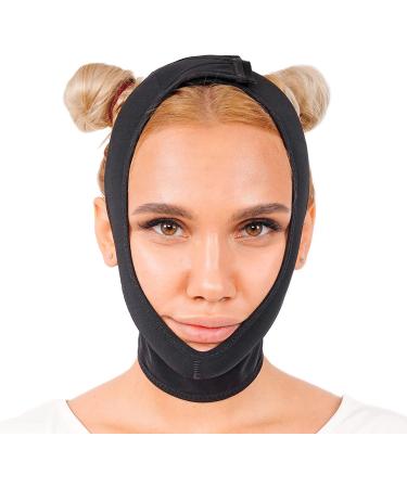 Chin Compression Garment After Liposuction Surgery - Black Large Neck Cover Strap Bandage - Buy Online on GoSupps.com