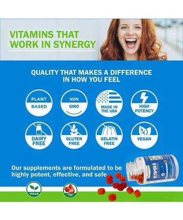 Plant-Based Vitamin B Complex Gummies for Adults - Vegan Formula - Energy, Mood Boost - Non-GMO - 60 Ct - Buy Online on GoSupps.com