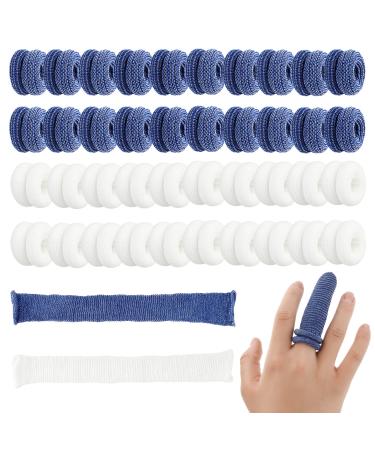 Finger Bandage Finger Roll Tubular Bandage Finger Cots Dressings Finger Bandage Finger Covers Protection for Finger Tips Blue White Bandages for Finger Sprains and Swelling 9.3 * 1.2 Inch(40 Pcs)