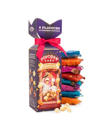 Popcorn Shed Snack Selection Gift Box | 8 Bags of Gourmet Popcorn Inside | Vegetarian Gift | Luxury Popcorn Snacks for Foodies Popcorn Selection Gift Box