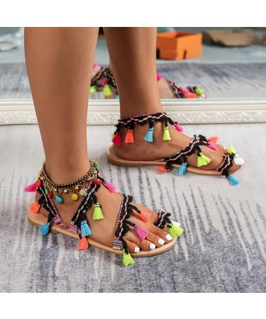 XTZYGLFD Women s Summer Sandals - Vintage Gladiator Toe Ring Sandalettes - Comfortable Brown Space Flowers Sandals - Perfect for Leisure & Travel - Size 8 UK - Buy Online on GoSupps.com