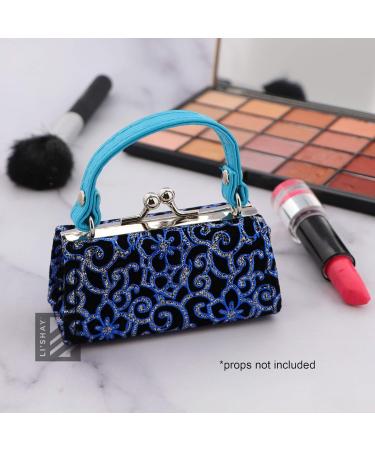 Glitter Flower Lipstick Case with Handle Mahjong Purse - Blue | Stylish and Functional Accessories - Buy Online on GoSupps.com
