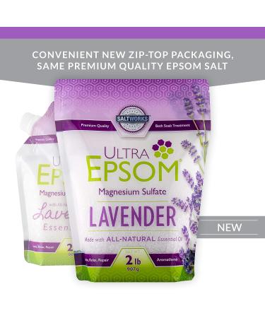 SaltWorks Ultra Epsom Lavender Scented Bath Salt - 2lb Bag - Buy Online on GoSupps.com