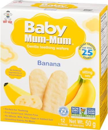 Hot-Kid Baby Mum-Mum Rice Rusks Banana Gluten Free Allergen Free Non-GMO Rice Teether Cookie for Teething Infants 50gms Pack of 24 - Buy Online on GoSupps.com