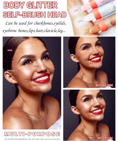 Body Glitter Highlighter Powder Stick Polvo De Hadas Face Body Shimmer Sparkle Loose Highlight Powder High Gloss Fairy Glitter Christmas Makeup for Hair Face Body Cosmetic with Bright Luster -02#White - Buy Online on GoSupps.com