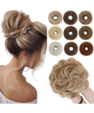 Sego hair part with rubber band 55g dutt hair parts hair tie with hair hair extension updos messy bun for girls coffee brown mix blonde bleach