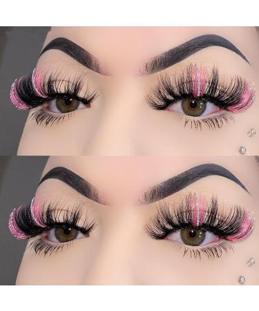 Miss Kiss Fluffy Pink & Silver Glitter Faux Mink Lashes 18mm Sparkly Highlight Fairy Eyelash Pair - Buy Online on GoSupps.com