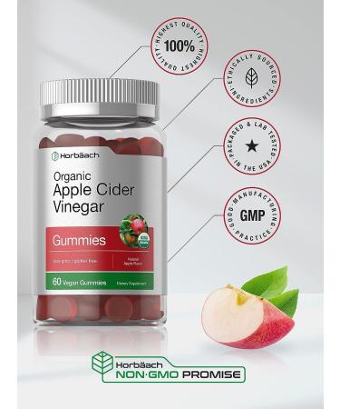 Organic Apple Cider Vinegar Gummies | 60 ct | Vegan, Non-GMO & Gluten-Free | USDA Certified | Apple Flavor - Buy Online on GoSupps.com