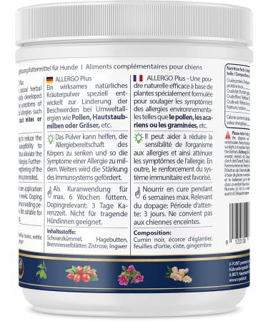 Buy V-Point Allergo Plus for Dogs - Herbal Allergy Relief Powder (250g) for Pollen Grass Dust | Premium Black Cumin Rose Hip & Ginger Formula - Buy Online on GoSupps.com