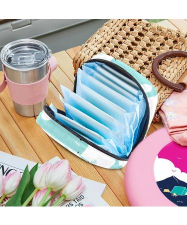 Women's Cute Whales Pattern Binding-Up Tampon Storage Bag | Multi-Zip Pockets for Menstrual Care - Buy Online on GoSupps.com
