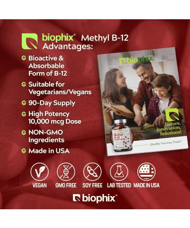 biophix Methyl B-12 10000 mcg 90 Vegan Lozenges Cherry Flavor Extra Strength - Supports Nervous System Immune Health Blood Flow Metabolism Brain Focus Energy - Buy Online on GoSupps.com