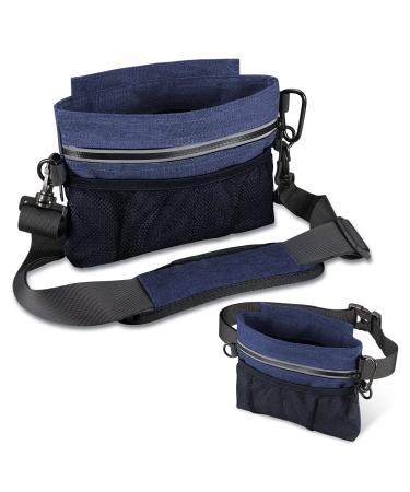 BriFit treats for dogs robust feed bag with a magnetic lock treats with a feces bag donor adjustable belt removable inner pocket & usable as a dwellbag (blue)