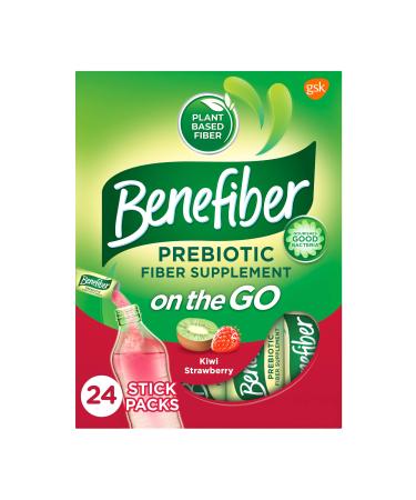 Benefiber On the Go Prebiotic Fiber Supplement Powder for Digestive Health  Daily Fiber Powder  Kiwi Strawberry Flavor Powder Stick Packs - 24 Sticks(Pack of 1) 24 Count (Pack of 1)