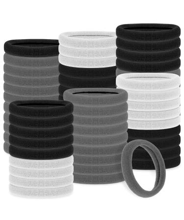 cobee 100 pieces hair ties for women elastic ponytail holders hair ties hair accessories (black white gray 4 mm)