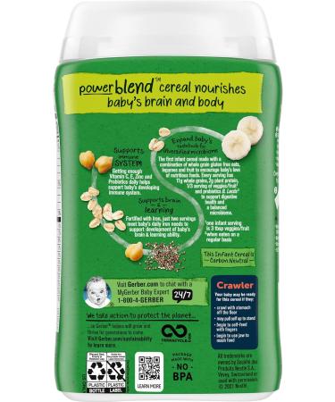 Gerber Organic Power Blend Probiotic Cereal: Oatmeal Chickpea Banana & Chia, 8oz Canister - Pack of 3 - Buy Online on GoSupps.com