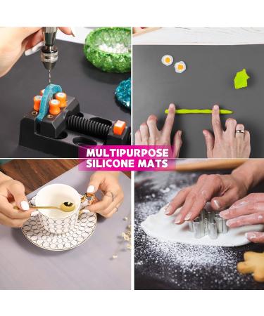 3 Pack Silicone Mats for Resin Crafts - Nonstick Craft Mats for Jewelry Casting, Play Dough, and Paint - 15.7 x 11.7 inches - Black, Dark Gray, Transparent - Buy Online on GoSupps.com