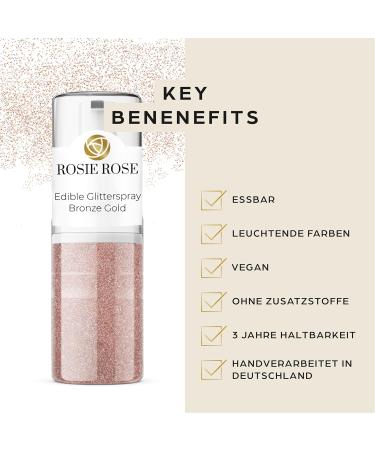 Rosie Rose Edible Glitter Spray - 5g Bronze Gold for Cakes & Muffins | Perfect Shiny Decoration for Glamorous Treats & Drinks - Buy Online on GoSupps.com