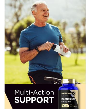 Magfusion-10 Magnesium Complex Supplement 745mg | 120 Capsules | 10 in 1 Blend | Vegetarian Non-GMO Gluten Free - Buy Online on GoSupps.com
