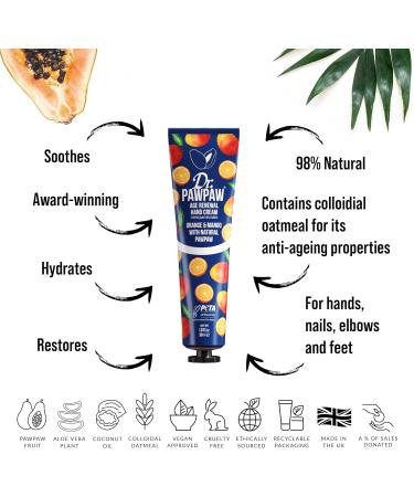 Dr. PAWPAW Age Renewal Hand Cream Orange & Mango 30ml - Multi-Purpose Cream PawPaw Hand Cream Vegan Hand Cream Natural Hand Cream Natural Beauty Vegan Beauty - Buy Online on GoSupps.com