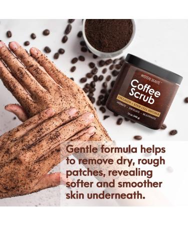 MYST RE BEAUT Arabica Coffee Body Scrub - Exfoliating Natural Skin Care with Coconut Oil & Vitamin E - Reduces Cellulite, Stretch Marks & Eczema - Moisturizing - 12 oz - Buy Online on GoSupps.com