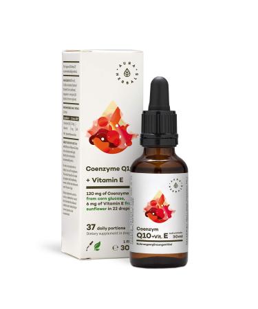 Aura Herbals Coenzyme Q10 + vitamin E liquid 30ml - 900 drops - natural product 100% - vegan - antioxidant properties - high bioavailability - Buy Online on GoSupps.com