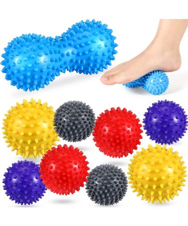 10 pieces spiky massage balls set foot massage hedgehog balls self-massage fascia balls for legs back hand foot muscle massage