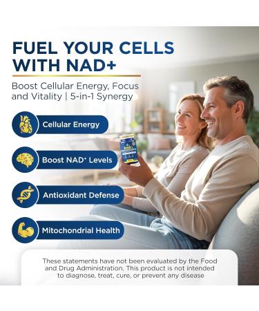 Anyglory NAD+ Supplement with 500mg NR, Resveratrol, CoQ10, PQQ- 5-in-1 NAD Formula |NMN Supplement Alternative|NAD Resveratrol Support Cellular Energy & Healthy Aging-Made in USA-60 Capsules - Buy Online on GoSupps.com
