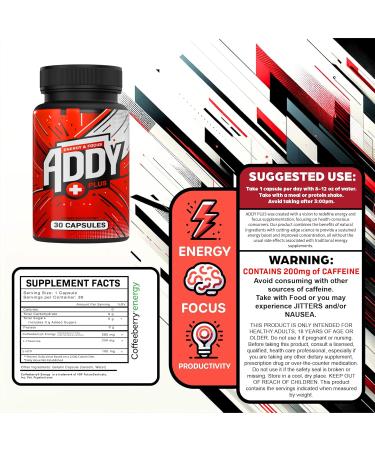 ADDY Plus - Brain Booster Vitamins for Focus Energy & Memory Support - Adderall Alternative Supplement for Clean Energy & Sharp Focus - Buy Online on GoSupps.com