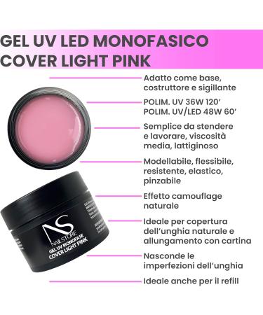  Nail Store NAILSTORE - Monophasic UV LED Builder Gel Cover Light Pink - Medium Density - Self-Leveling - Ideal for Baby Boomer Nails - Easy to File - Suitable for Refilling and Stretching with Card (100g) - Buy Online on GoSupps.com