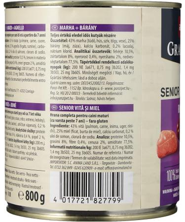 Animonda Grancarno Senior Dog Food 6 x 800g - Beef & Lamb Wet Food for Dogs 7+ Years - Buy Online on GoSupps.com