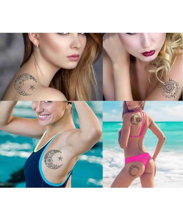 Tattoonova Temporary Tattoos for Women - Sun, Moon & Flower Designs - 6 Sheets - Body & Face - Party Favors - TA 5 - Buy Online on GoSupps.com