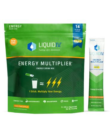 Liquid I.V. Yuzu Pineapple Energy Multiplier | Energy Powder Drink Sticks | Proprietary Energy Blend | Natural Caffeine | Easy Open Single-Serving Stick | Non-GMO | Yuzu Pineapple - 14 Sticks 14 Count (Pack of 1) - Buy Online on GoSupps.com