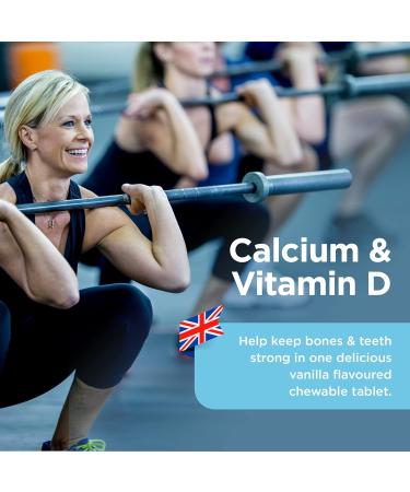 Healthspan Calcium & Vitamin D (240 Chewable Tablets) | High Strength Pure Calcium Supplement | Natural Source of Vitamin D3 | Added Vitamin K for Bone Health | Vanilla | Vegetarian - Buy Online on GoSupps.com