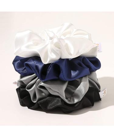 Silk Scrunchies for Hair - No Crease Hair Ties for Thick Curly Hair | Soft Ponytail Holders in White, Black, Navy, Gray - Buy Online on GoSupps.com