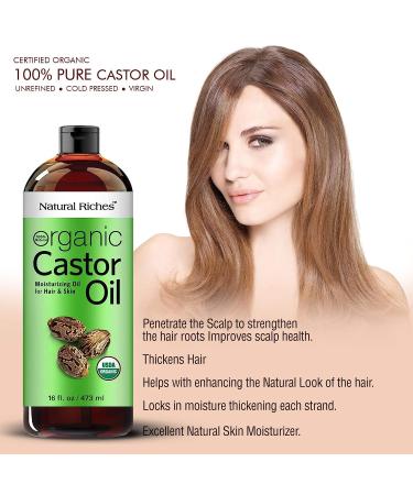 Organic Castor Oil USDA Certified for Hair Growth & Skin Health -16 fl. oz - Buy Online on GoSupps.com