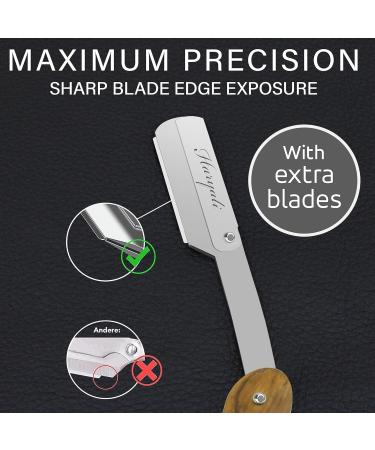 Haryali London Razor Set with Wooden Handle - 10 Blades & Case | Professional Wet Shaving Beard Knife for Men | Tight & Clean Shave - Buy Online on GoSupps.com