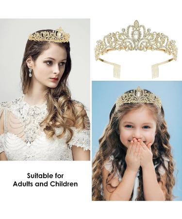 Makone Gold Birthday Princess Crown & Queen Sash Tiaras - Crystal Headband for Women/Girls - Party Accessories & Cake Topper - Buy Online on GoSupps.com