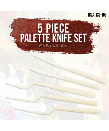 U.S. Art Supply 5-Piece Plastic Palette Knife Set - Versatile Knives for Mixing, Spreading, and Applying Paints on Canvases and Cake Icing - Buy Online on GoSupps.com