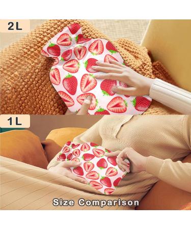 Naanle Red Strawberry Hot Water Bottle | 1L Warm Water Bottle for Pain Relief | Hot & Cold Therapy Bed Hand Feet Warmer - Buy Online on GoSupps.com