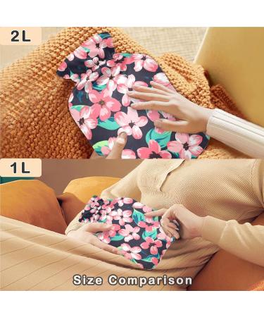 NAANLE 2L Hot Water Bottle with Cherry Flower Cover - Heat Therapy for Back Pain Relief & Cold Therapy | Hand & Foot Warmer - Buy Online on GoSupps.com