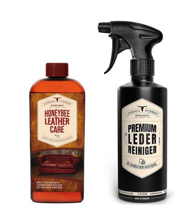 Leather care savings set with leather oil & leather cleaner |Premium leather care colorless with real beeswax & natural avocado oil for care and cleaning in professional quality from Urban Forest