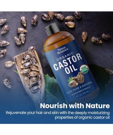 Nexon Botanics Organic Castor Oil for Hair Growth 8 fl oz | Cold Pressed Unrefined Castor Oil for Skin & Hair Care | Aceite De Ricino Organico - Buy Online on GoSupps.com