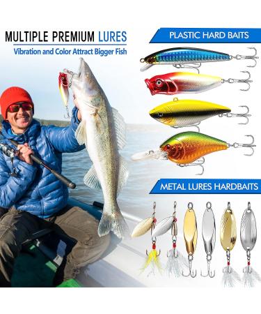 PLUSINNO Fishing Lures Kit - 353 Pcs Tackle Box with Crankbaits, Spoons, Hooks, Weights - Freshwater Bass Fishing Accessories Included - Buy Online on GoSupps.com