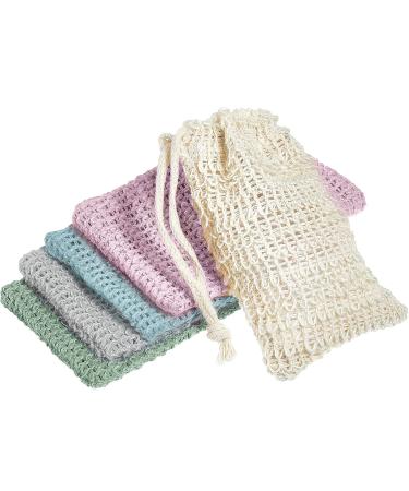 5 pieces of soap bags sisal soap sacks nature soap bag small soap network with a cord strain to foam dry soap bath massage 5 colors 9 x 14 cm (fresh color) - Buy Online on GoSupps.com