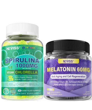 NEVISS Melatonin Organic Spirulina & Chlorella Gummies 3Pack