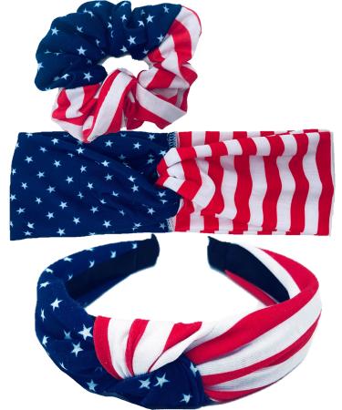 Shimmer Anna Shine Red White and Blue Patriotic American Flag Twist Headband USA (American Flag Headband) Blue White Red