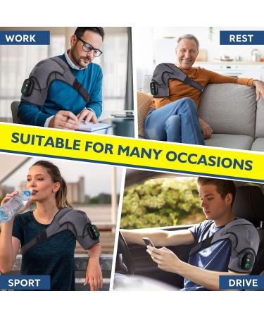 3-in-1 Cordless Shoulder Heating Pad with Vibration Modes | Heated Shoulder Wrap Brace for Relaxation | Large Size - Buy Online on GoSupps.com