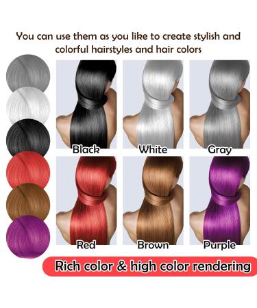 6 Colors Temporary Hair Color Wax - Instant Hair Dye for Festivals Cosplay & Parties | Red Purple Brown White Black Gray - Buy Online on GoSupps.com