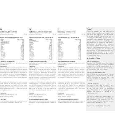 NMM Sp z oo Vitalers Sport Isotonic Electrolyte powder with taurine magnesium B vitamins 660 g 30 servings Lemonlime Vegan without preservatives pure composition - Buy Online on GoSupps.com