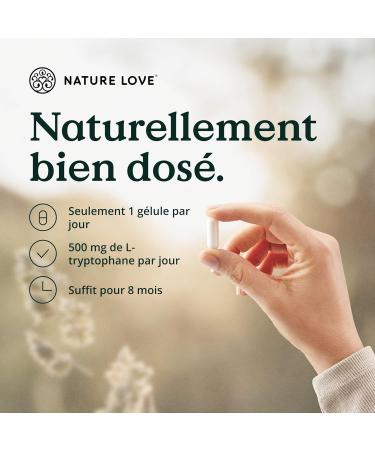 NATURE LOVE L-tryptophan - 240 capsules - highly dosed with 500mg per capsule - vegan laboratory-controlled and produced in Germany - without unnecessary additives - Buy Online on GoSupps.com
